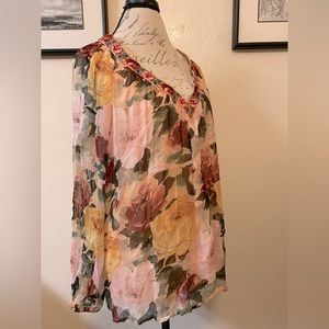Sundance floral embroidered blouse NWT